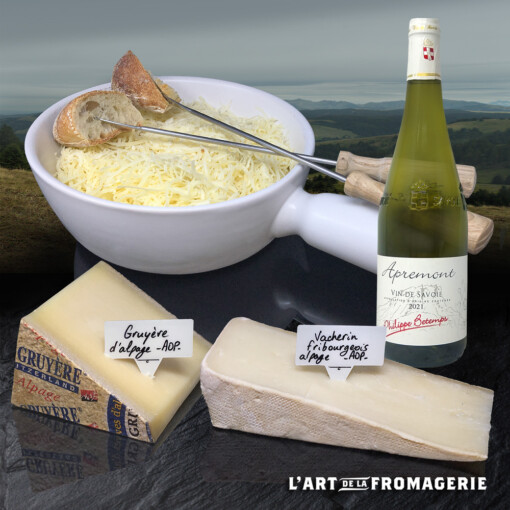 Fondue Suisse moitié-moitié 2 pers. + Vin